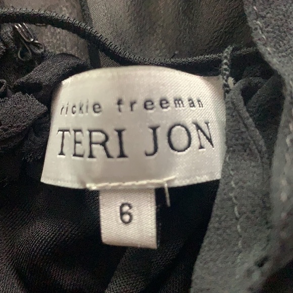 Teri Jon Rickie Freeman x Neiman Marcus Silk overlay mini dress 6 black - Picture 5 of 5
